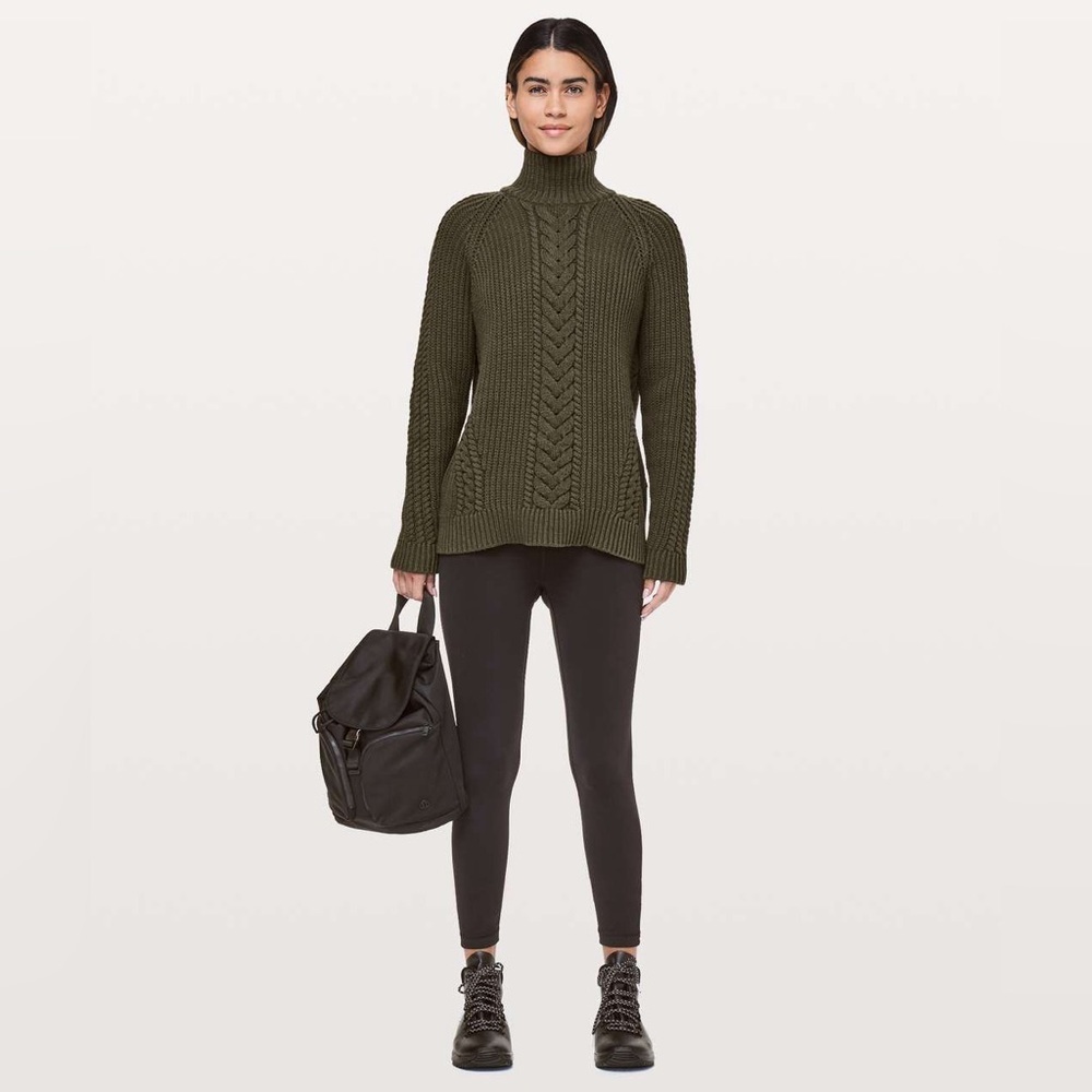 Lululemon Bring The Cozy Turtleneck Dark Olive Size 4 - Picture 2 of 11